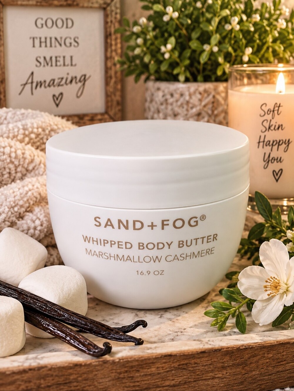 Sand + Fog Marshmallow Cashmere Whipped Body Butter 16.9 oz Cozy Gourmand